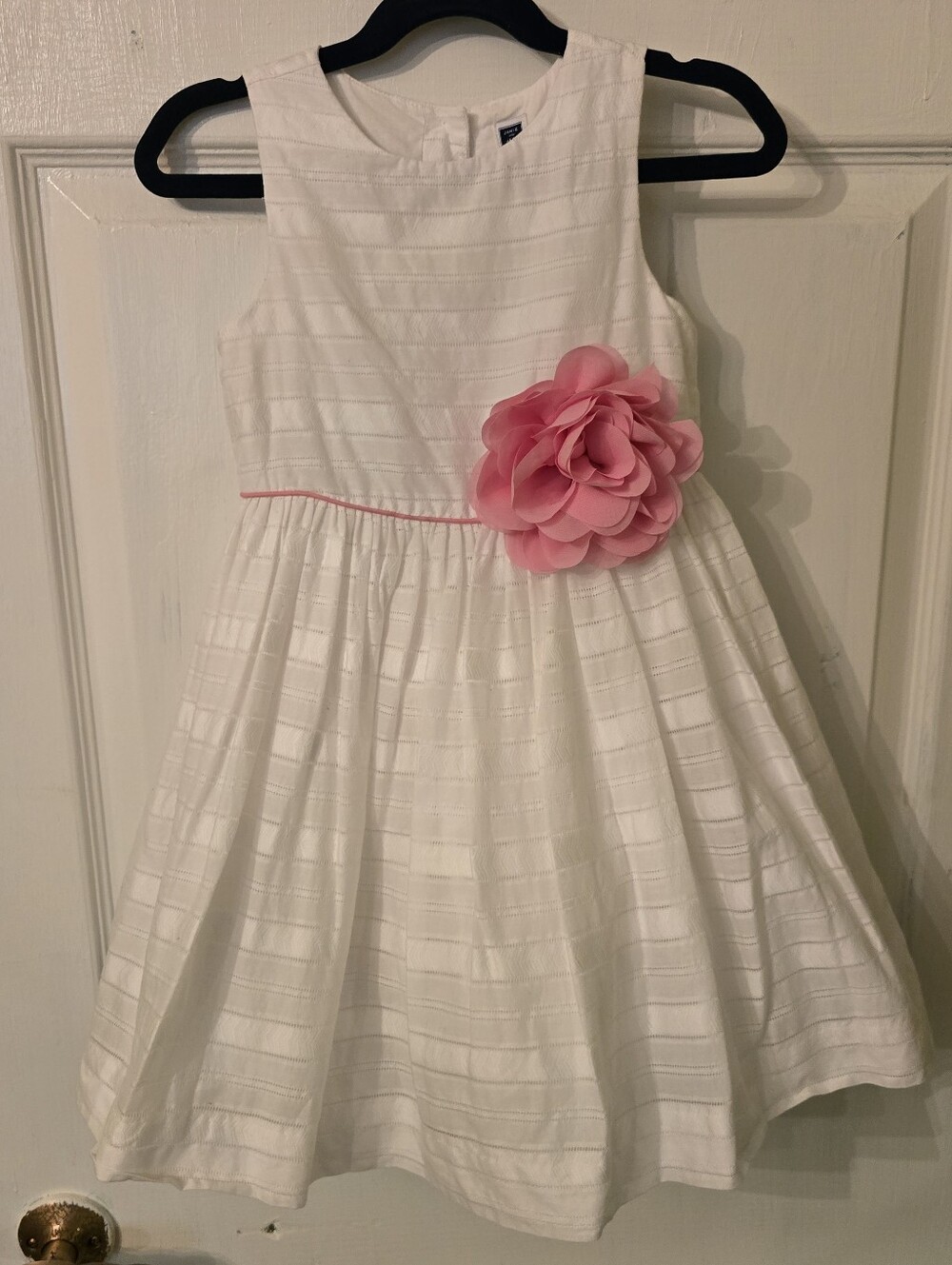 Janie and Jack White Sleeveless Dress with Pink Floral Accent